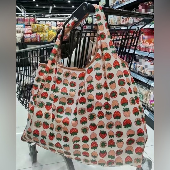 Polyester Large Foldable Portable Shopping Bag / Large Capacity Tote Bag Flowers - Picture 8 of 8